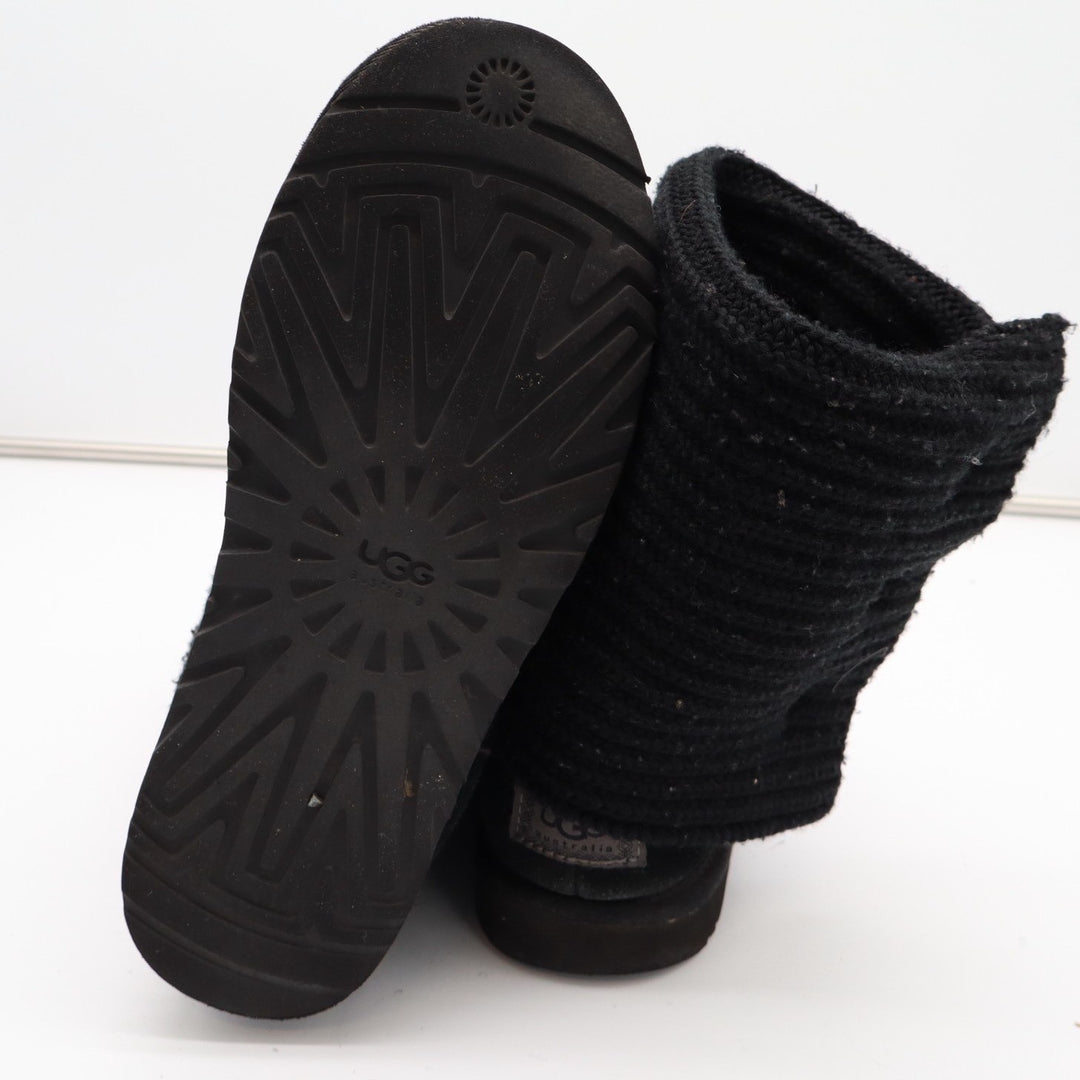 UGG Classic Cardy 5819 Bootie Womens US 9 Black Knitted Buttons Mid Calf Boots