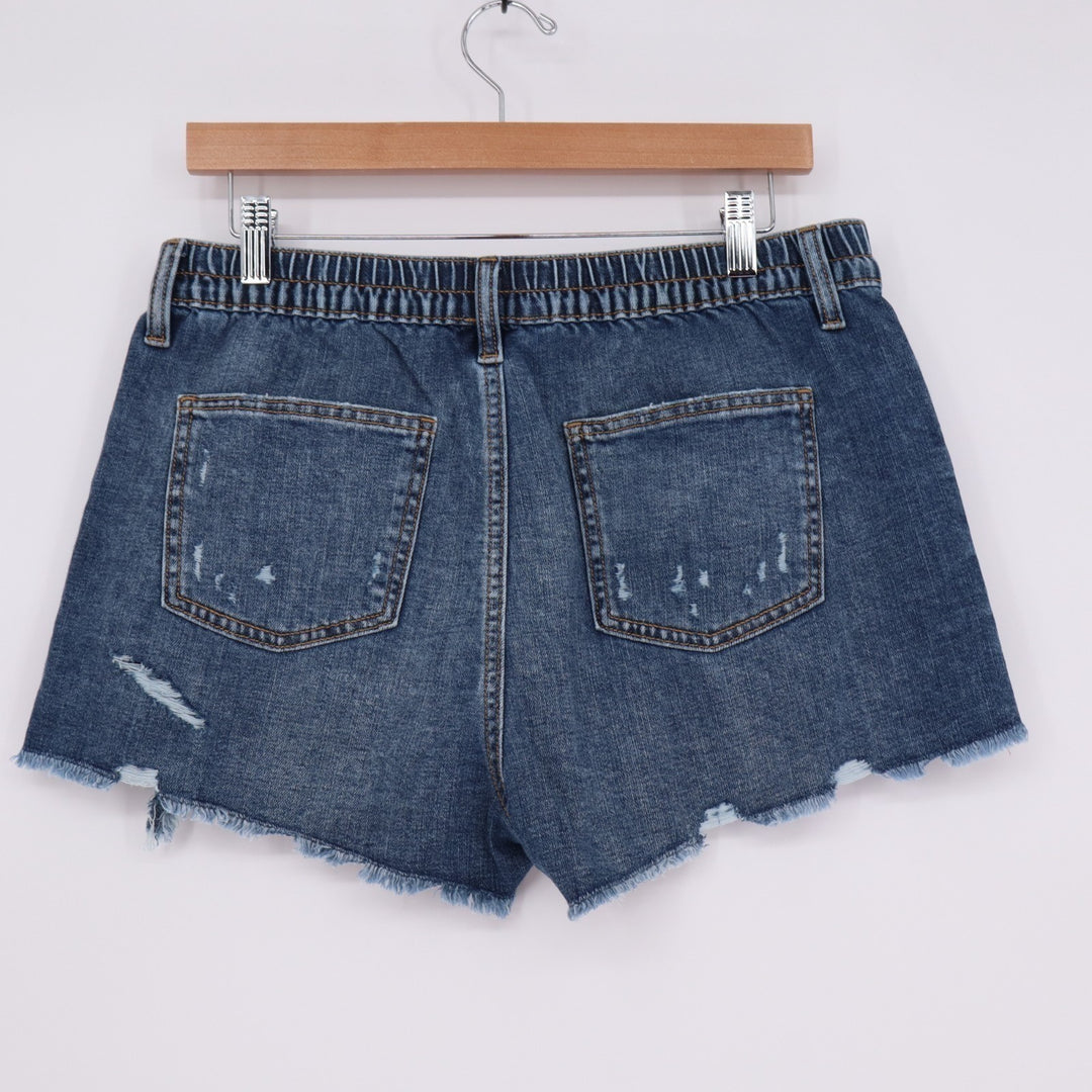Aerie Daydream Cut-Off Shorts Womens Medium Blue Denim Cotton Distressed Raw Hem