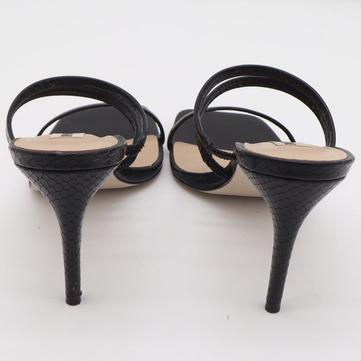 Steve Madden Womens Black Snakeskin Embossed Square Toe Strappy Heels 8.5