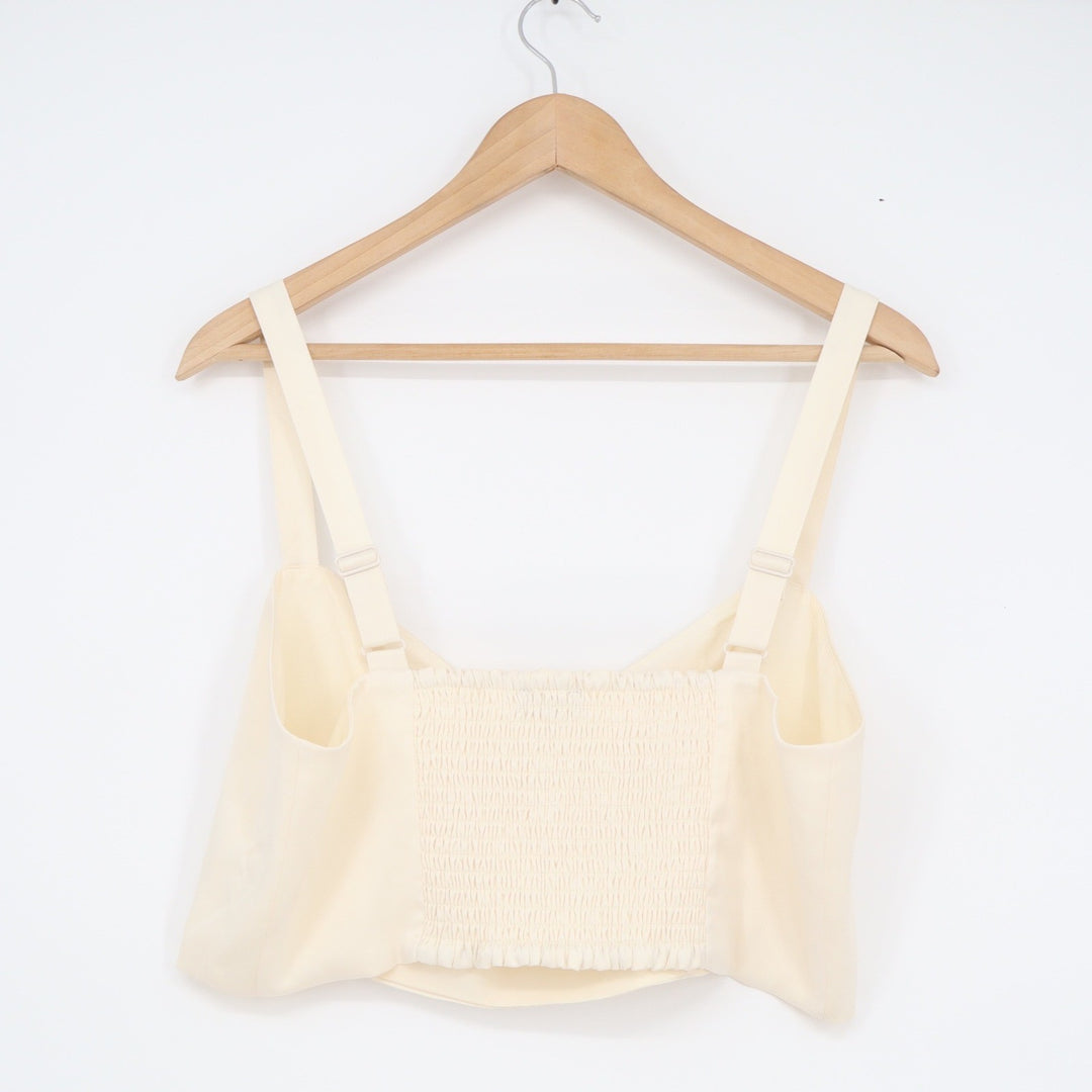 Express x Rachel Zoe Womens Ivory Cropped Camisole Top Sweetheart Neck Large