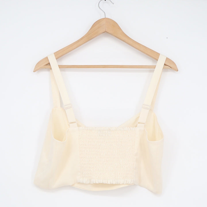 Express x Rachel Zoe Womens Ivory Cropped Camisole Top Sweetheart Neck Large