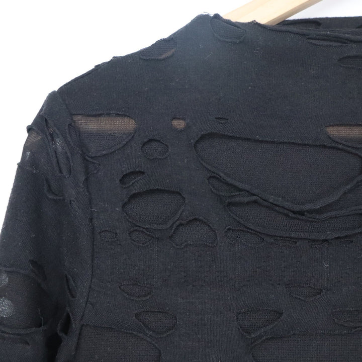 Black Distressed Shredded Long Sleeve Bodycon Mini Dress Small Edgy Grunge Goth