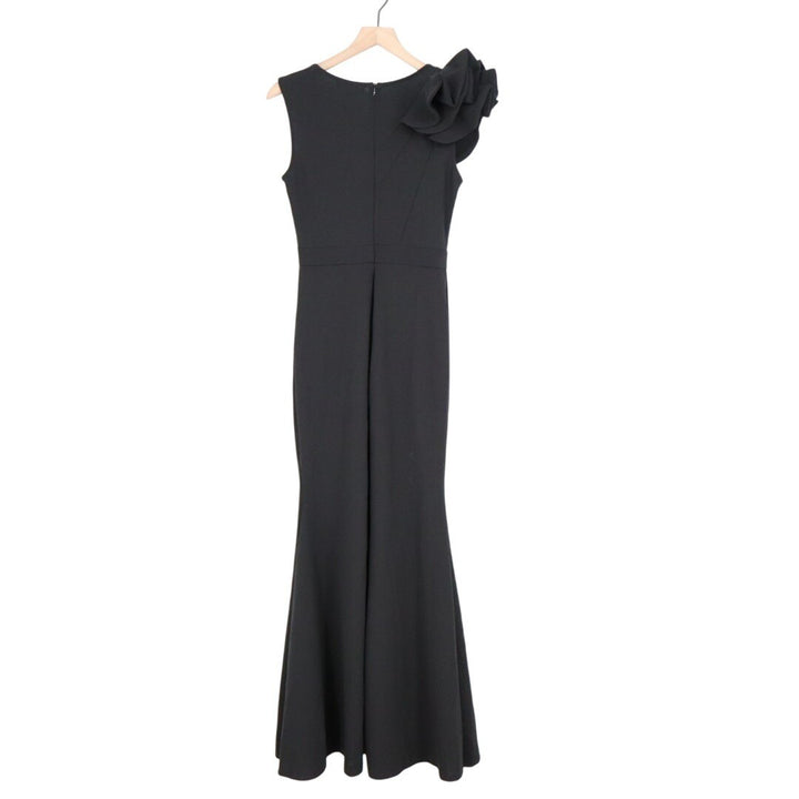 Lulus Lucette Maxi Dress Womens Medium Black Sleeveless Ruffled Mermaid Back Zip
