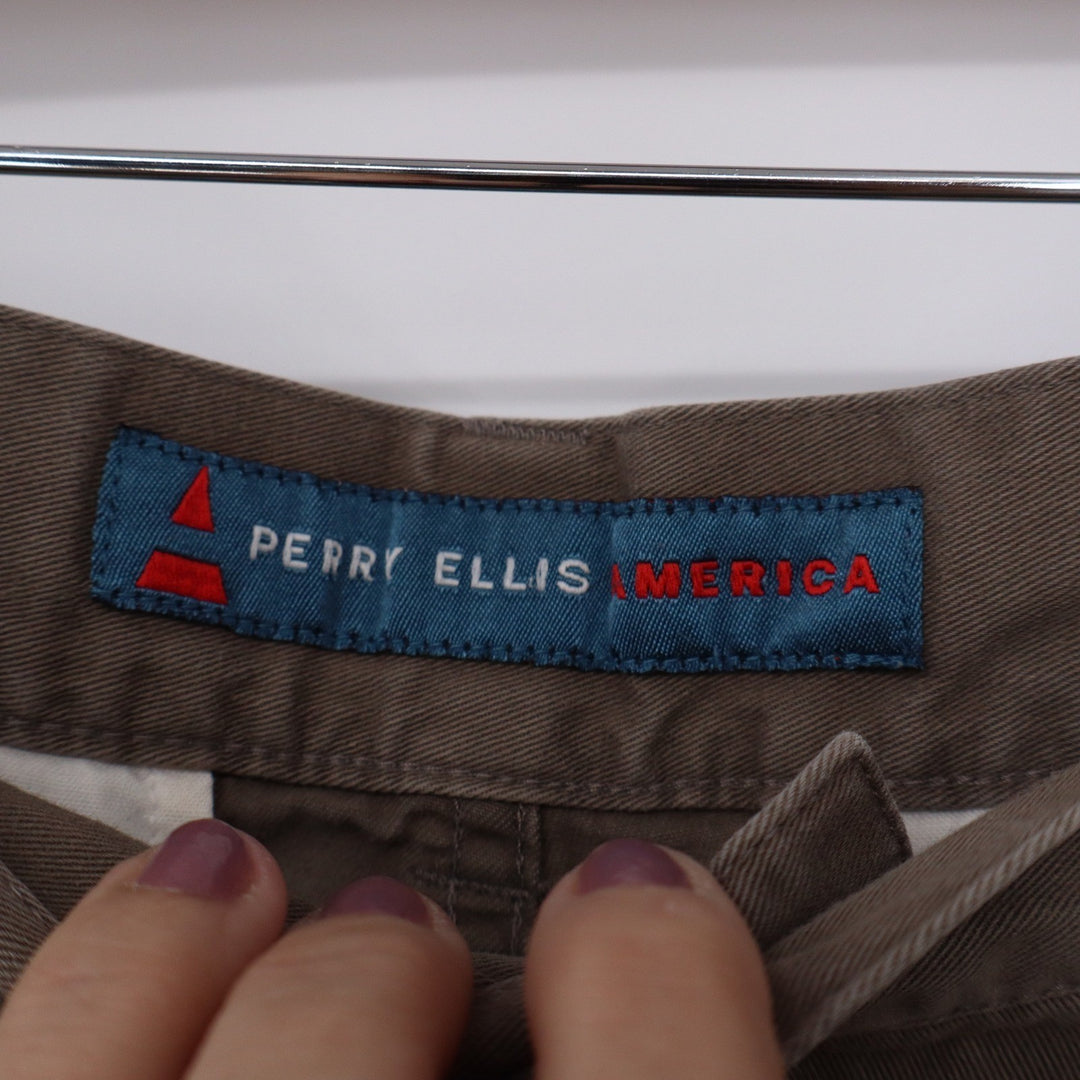 Perry Ellis America Mens 30x30 Brown Cotton Cargo Utility Pants Straight Leg
