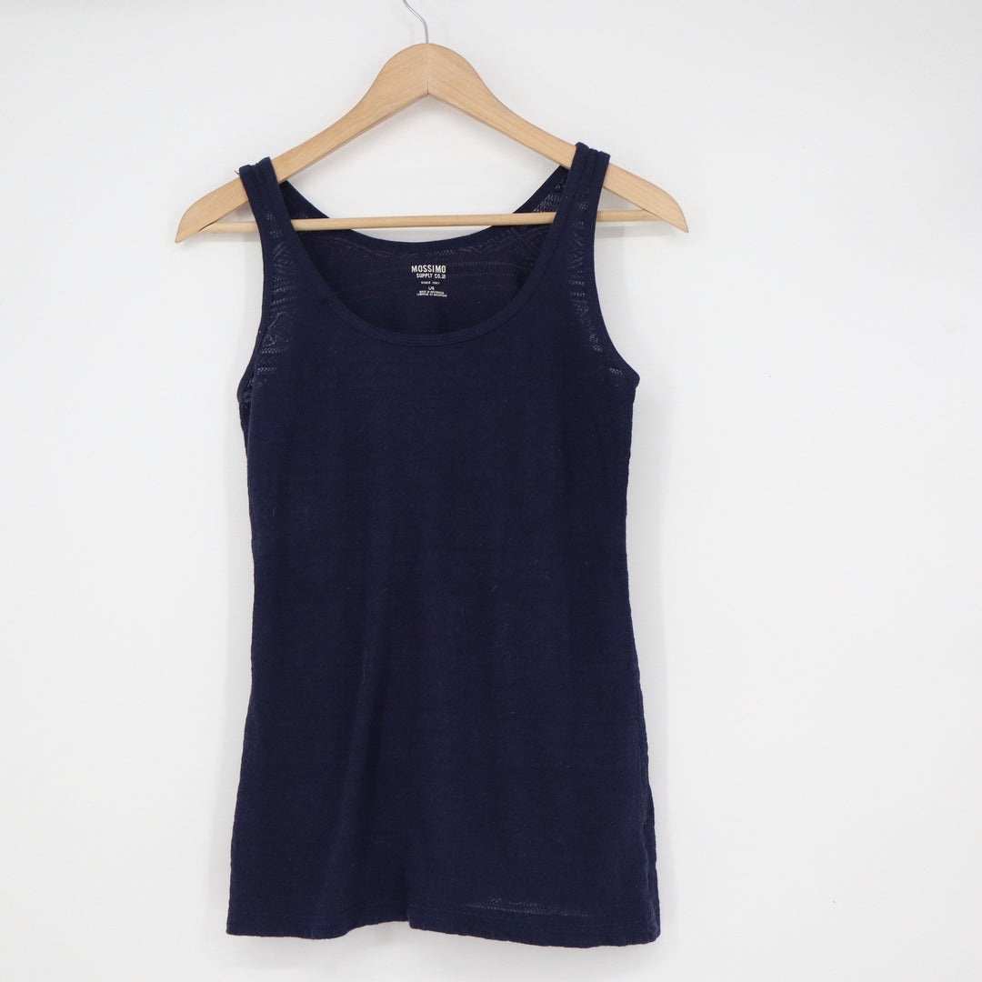 Mossimo Supply Co Navy Blue Pointelle Knit Tank Top Scoop Neck Large