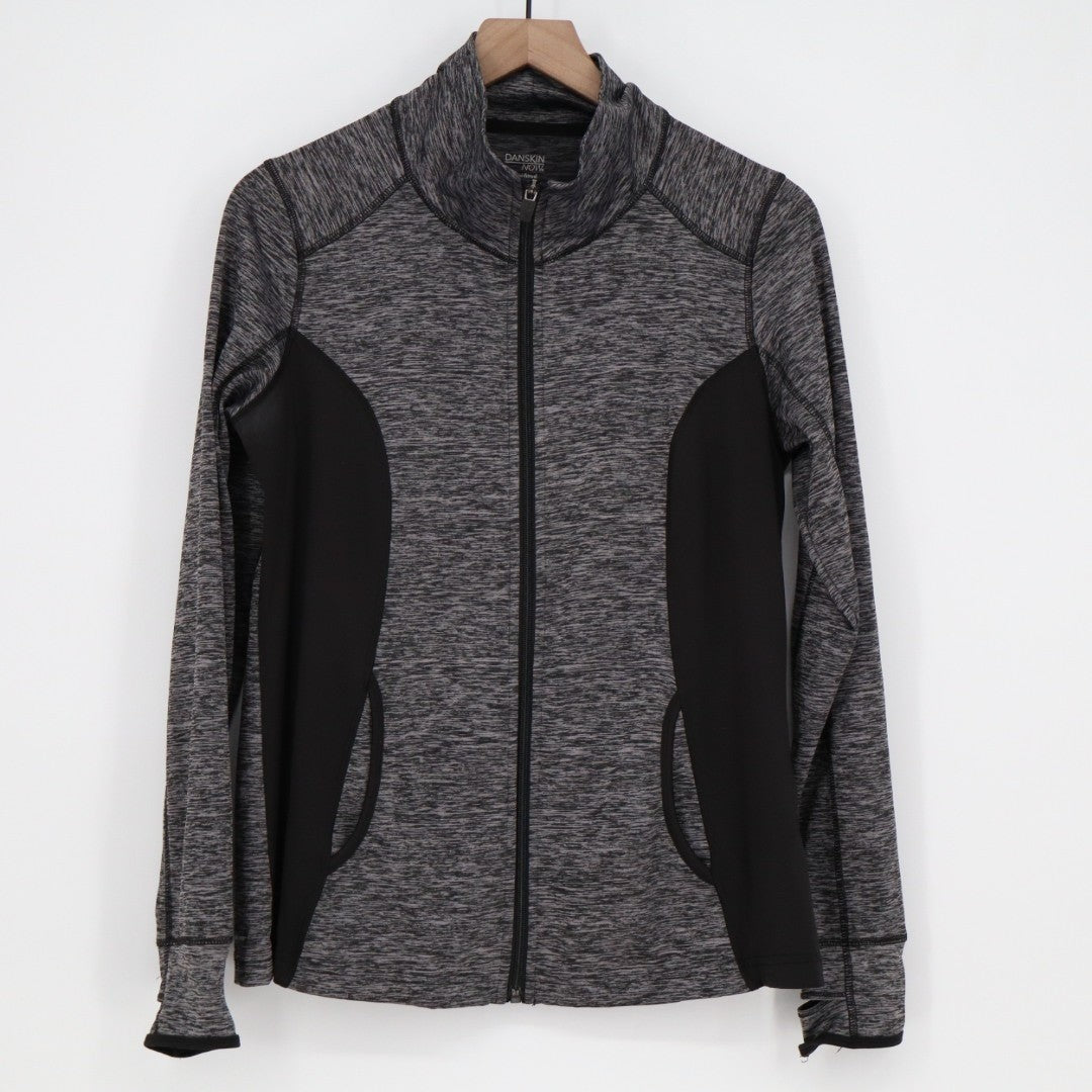 Danskin Now Semi Fitted Athletic Jacket Womens L (12-14) Gray Space Dye Full Zip