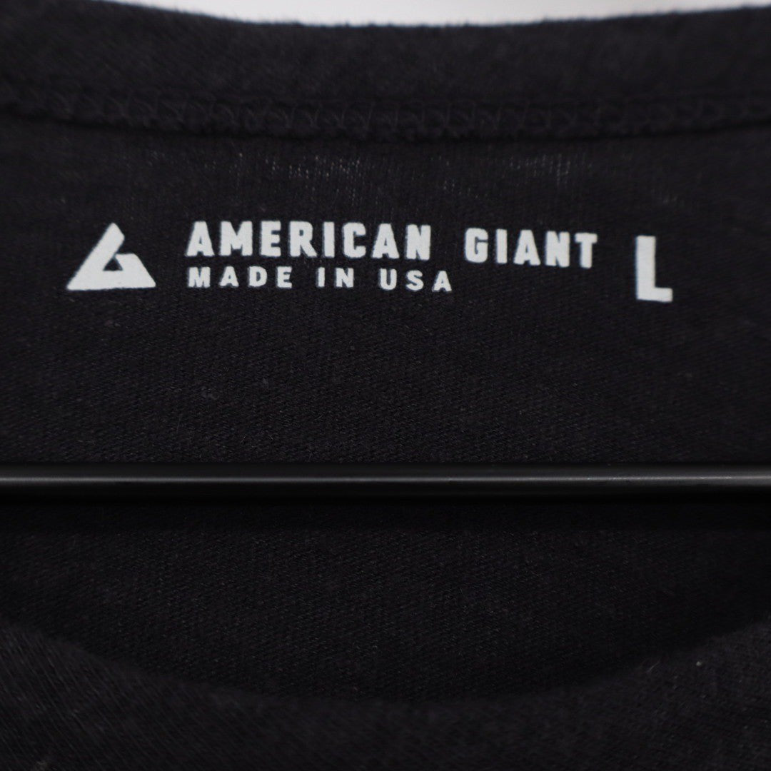 American Giant Mens Black Crew Neck T Shirt Size L Made in USA Hemp Cotton Blend