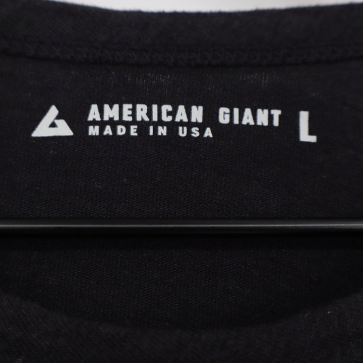 American Giant Mens Black Crew Neck T Shirt Size L Made in USA Hemp Cotton Blend