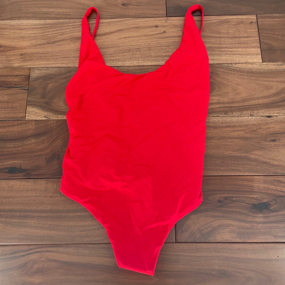 Lulus Sunshine Glow Bright Red Cutout One-Piece Swimsuit Size S