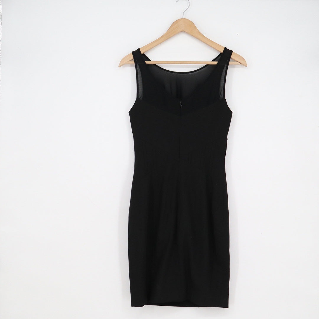 Bebe Women's Black Mesh Illusion Neck Sheath Bodycon Dress Size 4