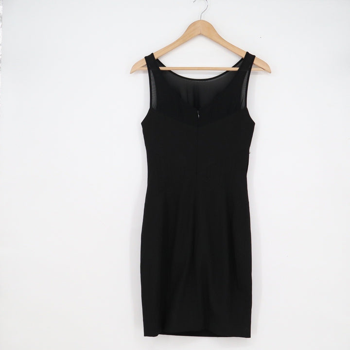 Bebe Women's Black Mesh Illusion Neck Sheath Bodycon Dress Size 4