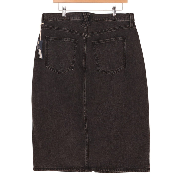 Universal Thread Midi Skirt Womens 14 Black Denim Cotton Stretch Front Slit