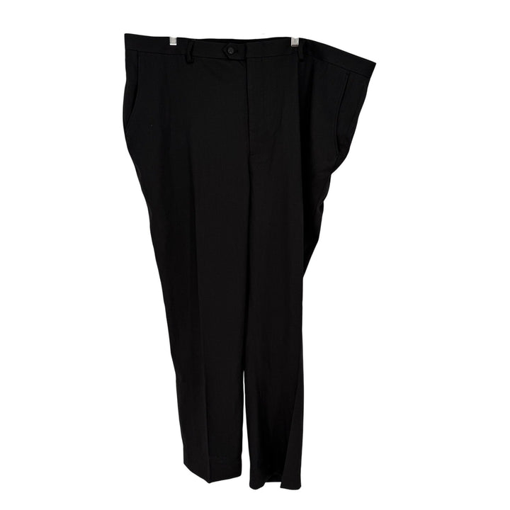 MTAILOR Mens Black Dress Pants Size 44x32 Flat Front Straight Leg Formal