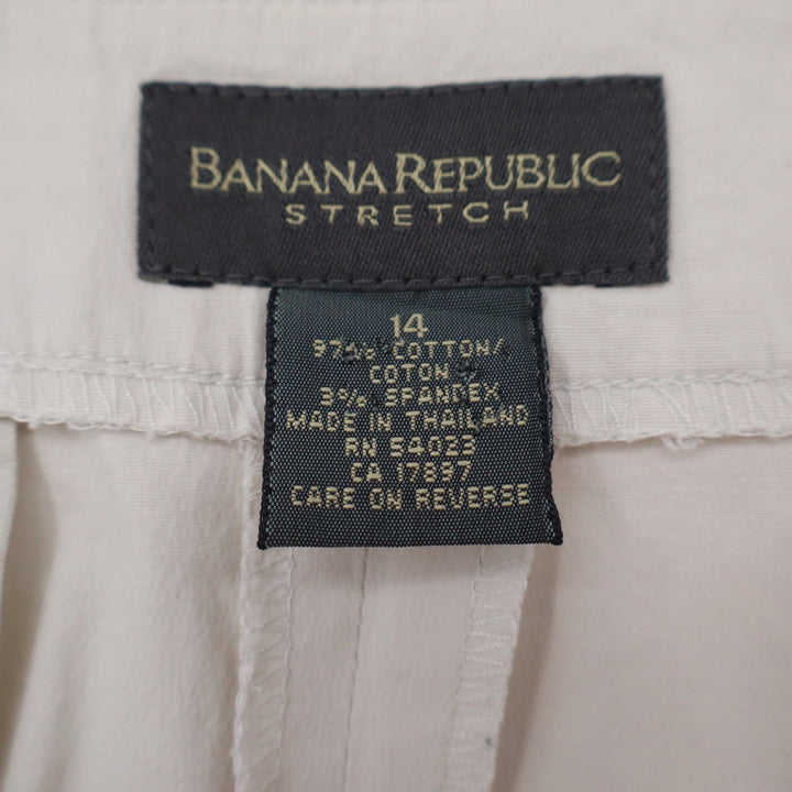 Banana Republic Stretch Beige Cotton Pencil Skirt Size 14 Side Zip Knee Length