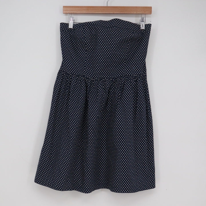 Oodji Ultra Navy White Triangle Print Strapless Smocked Mini Dress Size 40