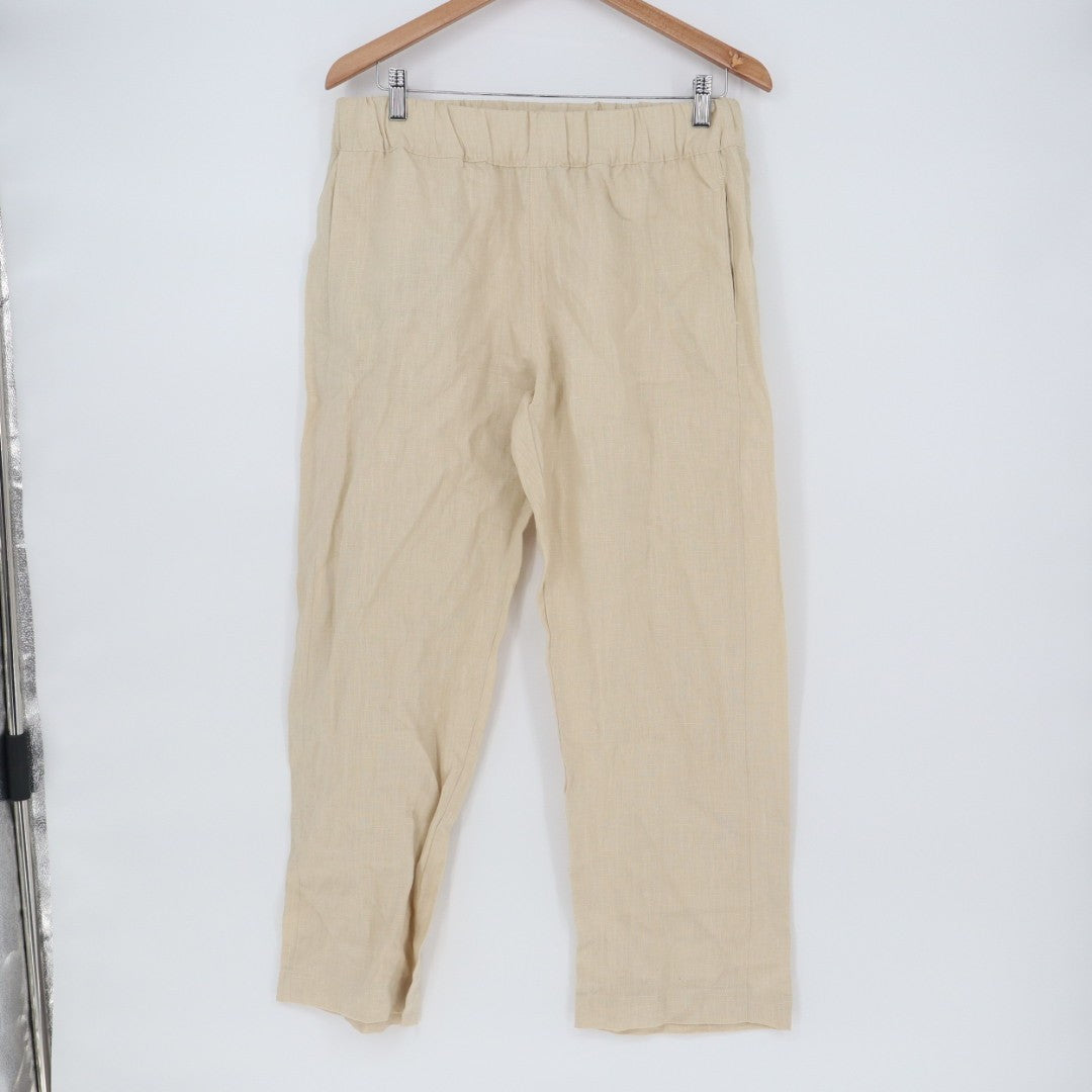 American Giant Pants Womens Medium Beige Mid Rise Straight Leg Elastic Waist
