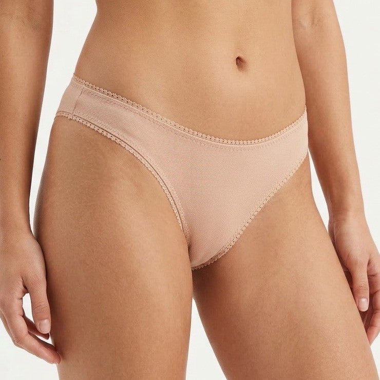 On Gossamer Cabana Cotton Thong Champagne Nude Picot Trim Low Rise M/L