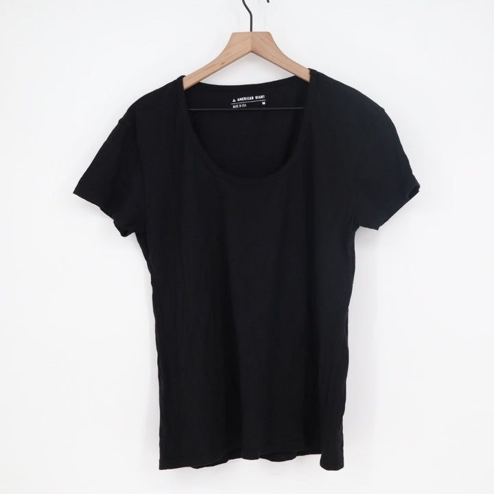 American Giant Women Black Scoop Neck T Shirt Made in USA Size M