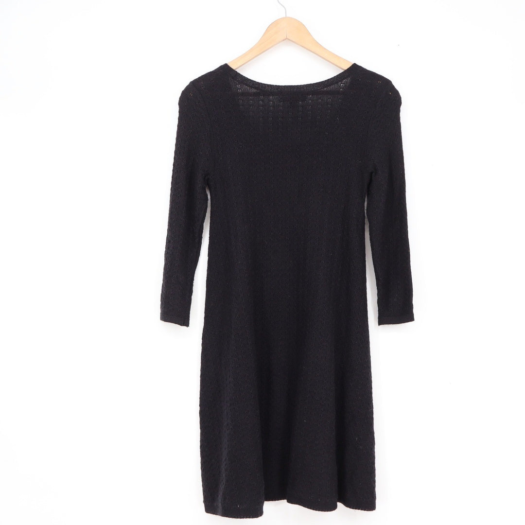 American Eagle Outfitters Black Knit Scoop Neck Long Sleeve Sweater Dress S
