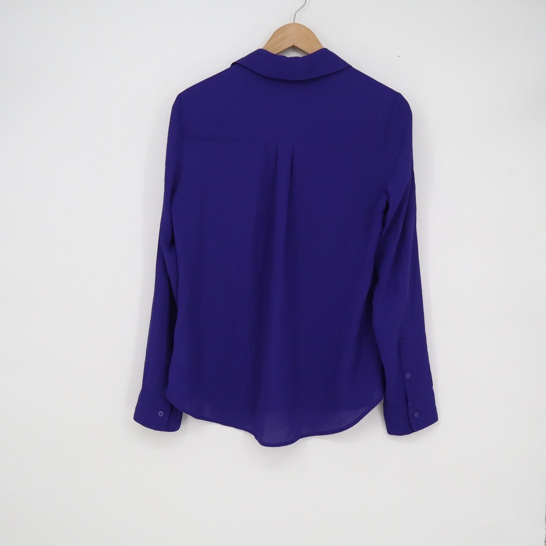 Express The Portofino Shirt Womens Small Purple Roll Tab Sleeve Button Up Blouse