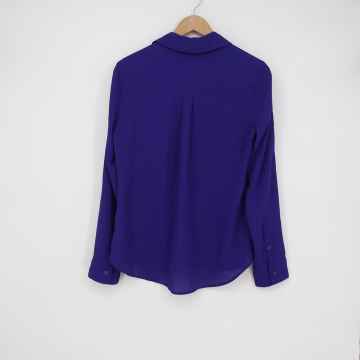 Express The Portofino Shirt Womens Small Purple Roll Tab Sleeve Button Up Blouse
