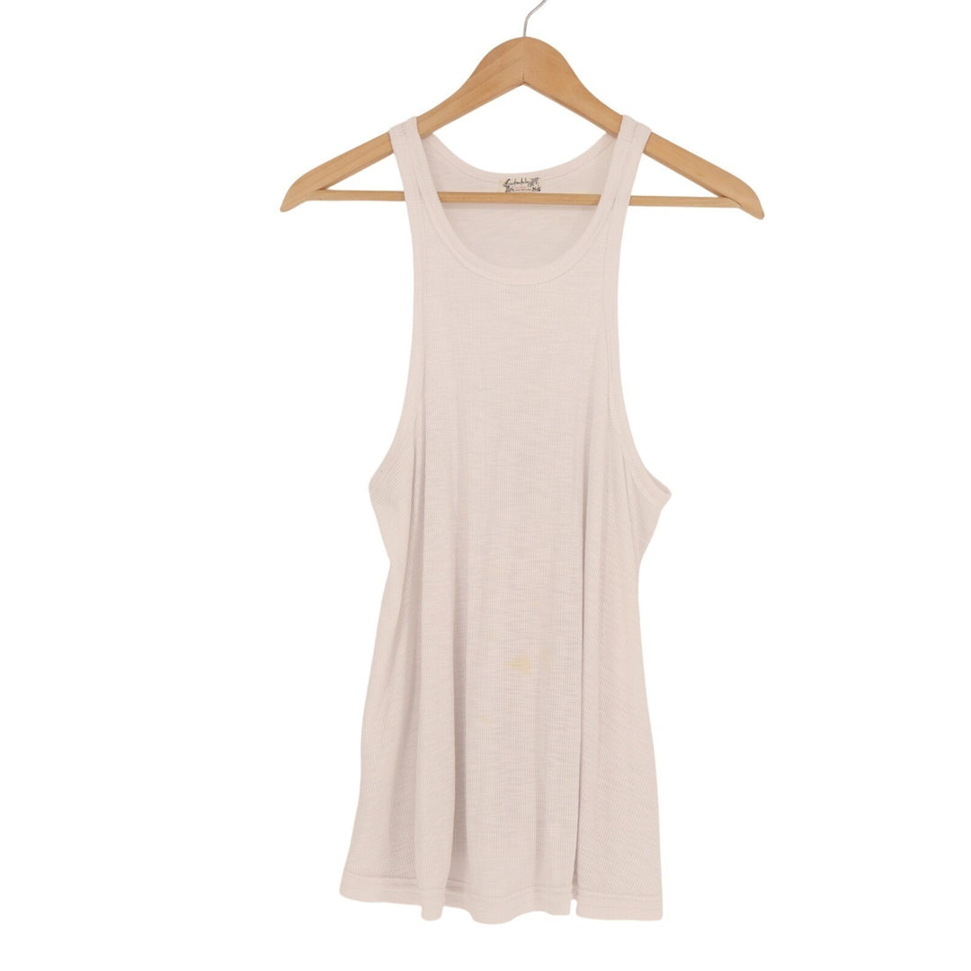 Free People Intimately Tank Top Womens Medium White Ribbed Long Beach Racerback