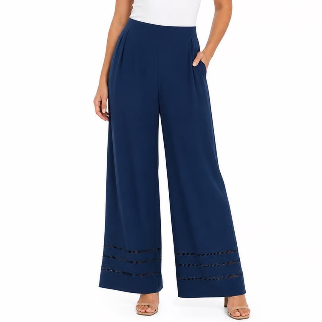 White House Black Market Teal Wide Leg Crochet Hem Pull On Pants Large