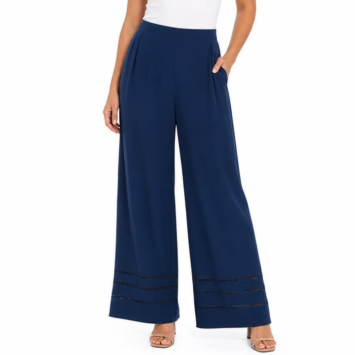White House Black Market Teal Wide Leg Crochet Hem Pull On Pants Large