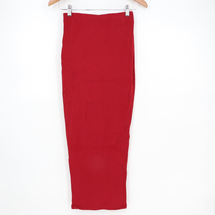 Naked Wardrobe Red Bodycon Maxi Skirt High Waisted Size M