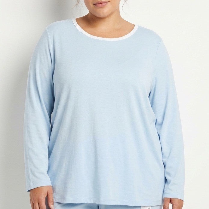 Charter Club Intimates Pajama Shirt Women 2XL Blue Cotton Round Neck Long Sleeve