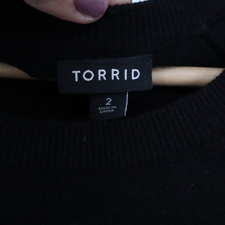Torrid Black Sequin Sacred Heart Dagger Embroidered Sweater Plus Size 2X