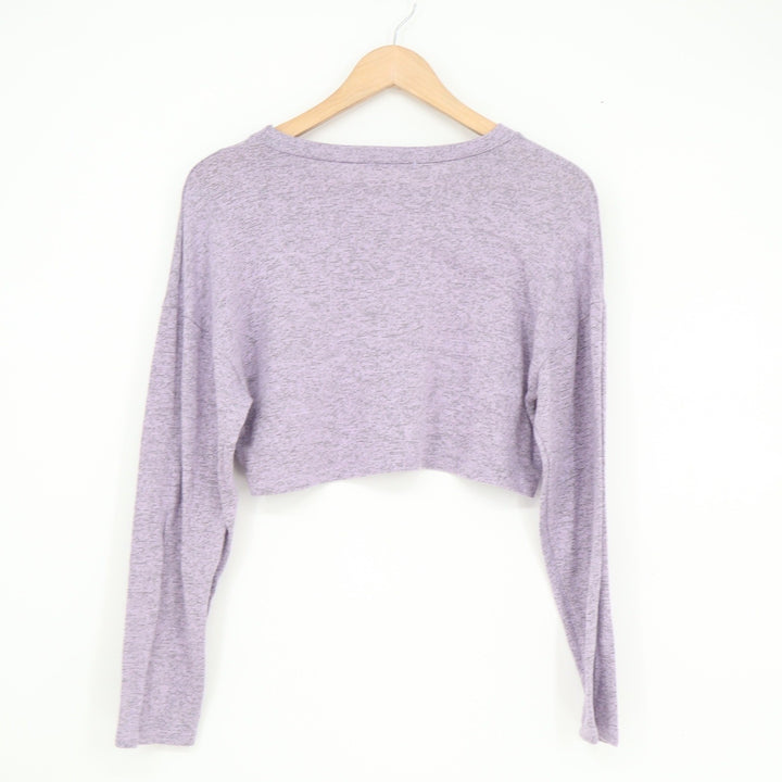Fashion Nova Womens Lavender Heathered Long Sleeve Crop Top Size L