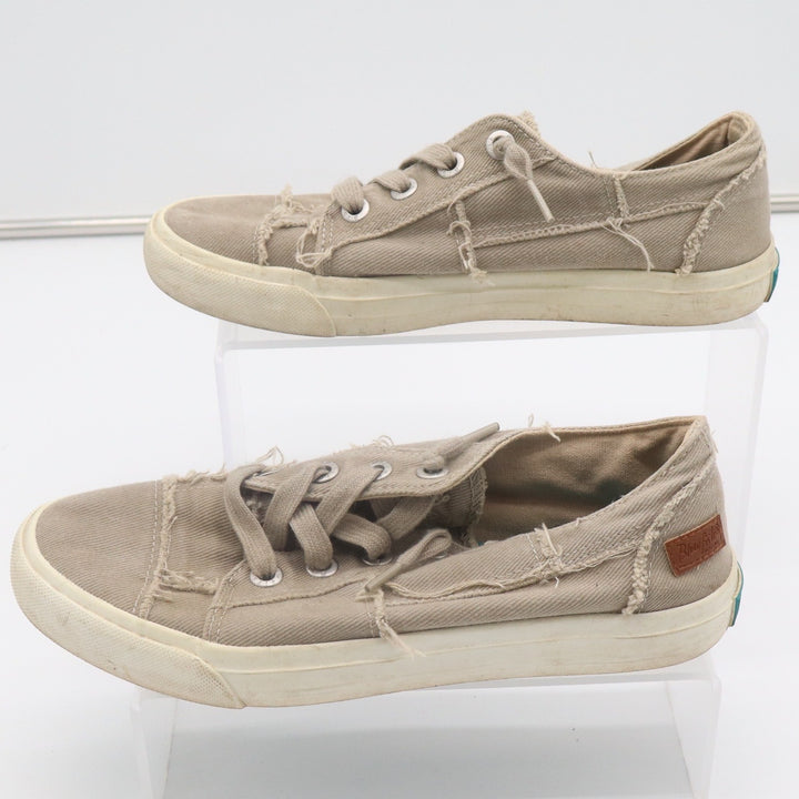 Blowfish Malibu Womens 8 Khaki Canvas Frayed Distressed Low Top Sneakers