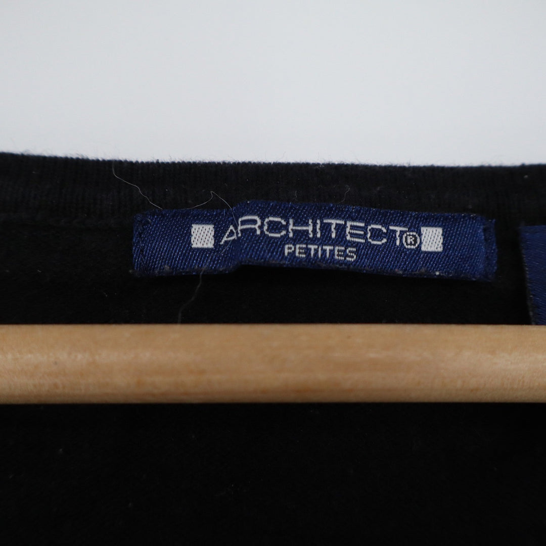 Architect Petites Black Scoop Neck Sweater Button Cuff Long Sleeve PS