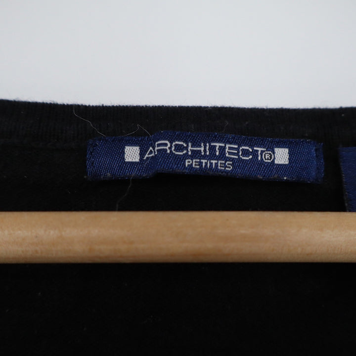 Architect Petites Black Scoop Neck Sweater Button Cuff Long Sleeve PS