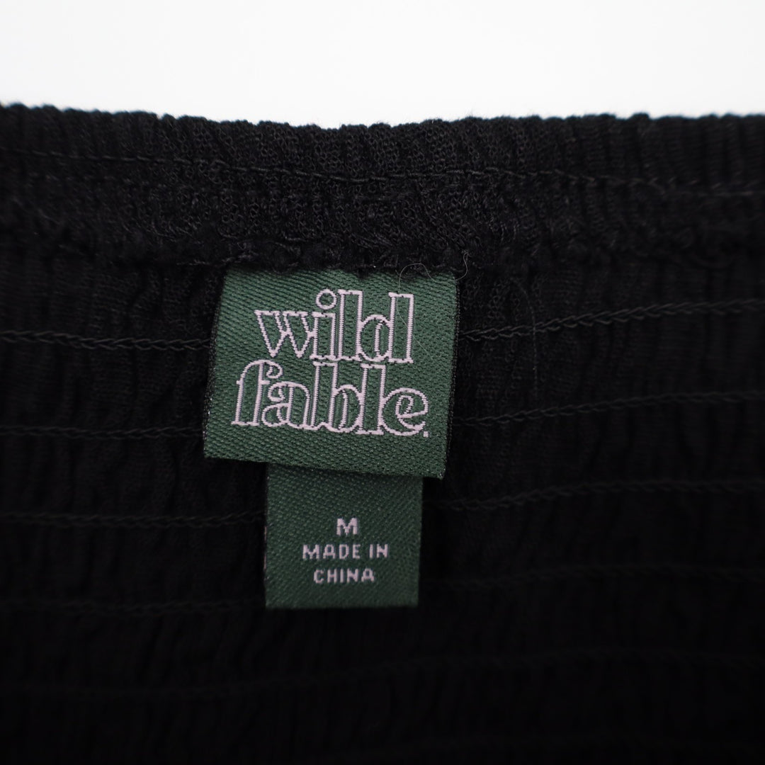 Wild Fable Corset Tank Top Womens Medium Black Stretch Smocked Back Cropped