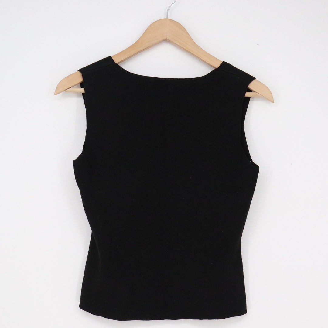 INC International Concepts Black Cotton Knit Square Neck Tank Top Size L