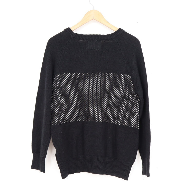 Cotton On Premium Collection XL Black White Patterned Band Crew Neck Sweater