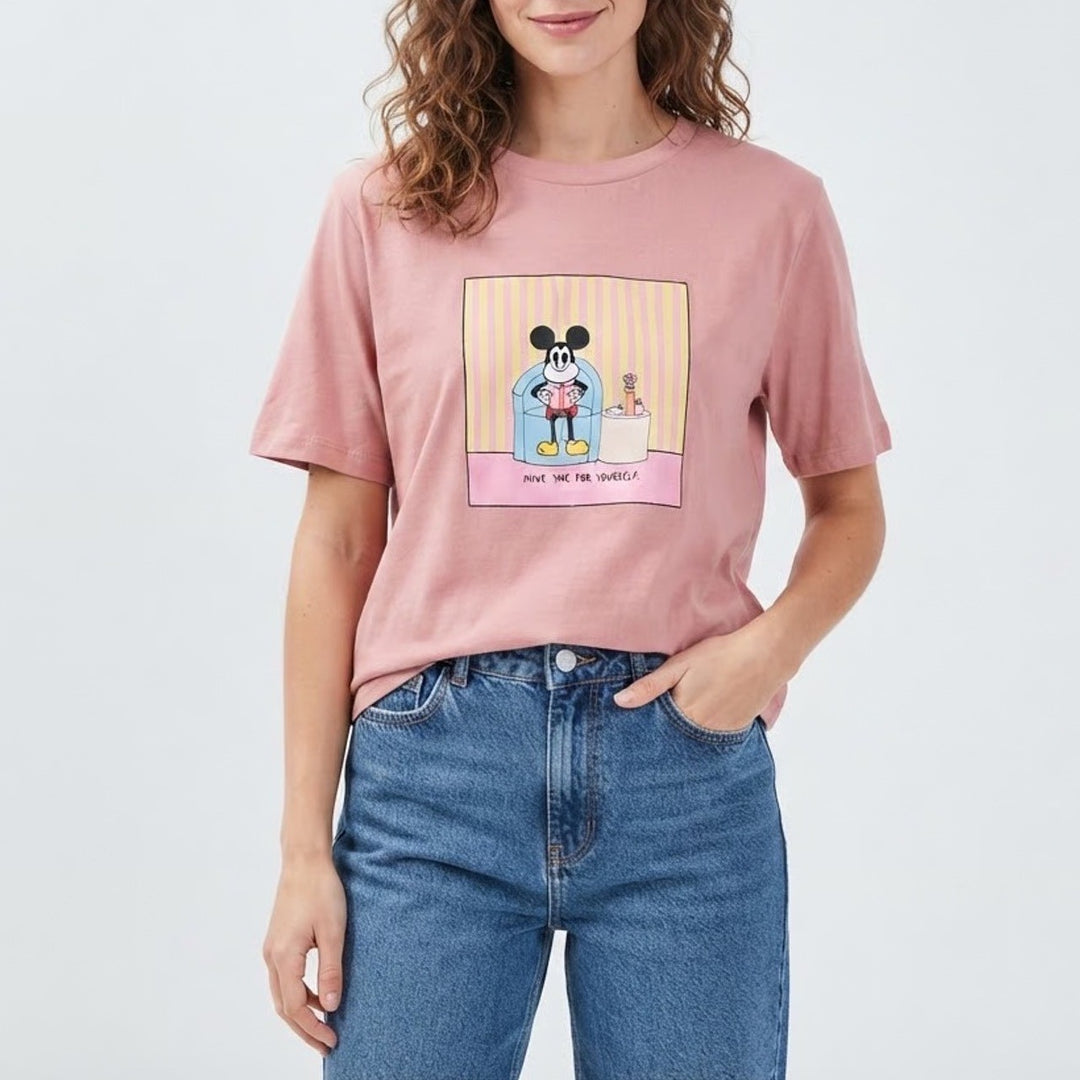 Uniqlo UT Disney Esther Kim Mickey Mouse Graphic T-Shirt Pink XL