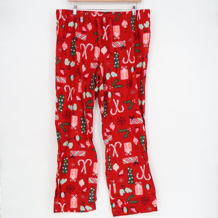 Old Navy Flannel Pajama Pants Womens Large Red Christmas Drawstring Waist Cotton