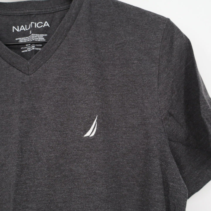 Nautica Mens V Neck T Shirt Dark Gray Short Sleeve Basic Casual Size S