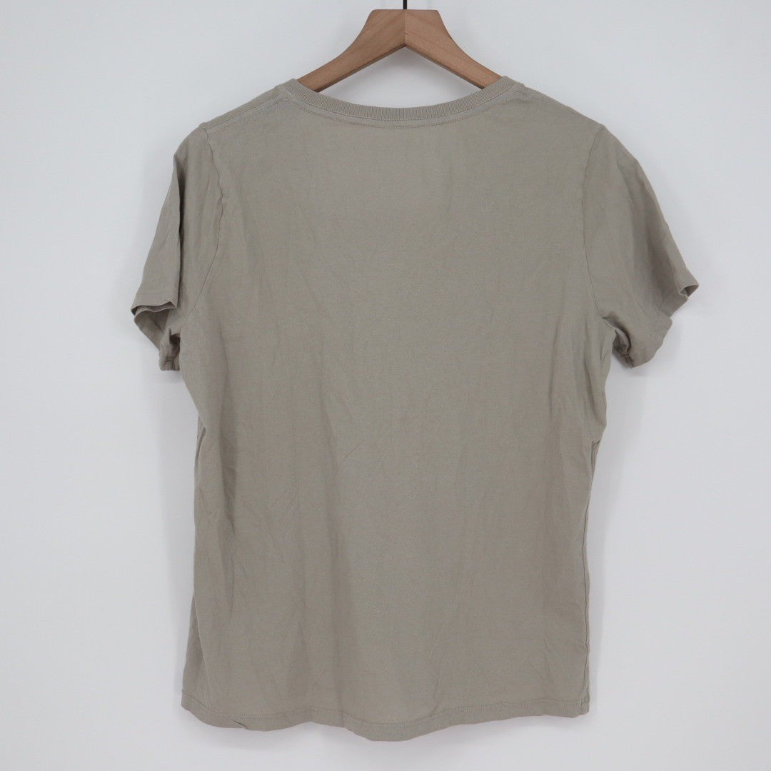 AMERICAN GIANTS V Neck T Shirt Taupe Basic Casual Cotton Made in USA Size L