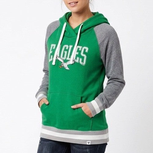 Philadelphia Eagles Hoodie Women's M Green Gray Fanatics Cotton Kangaroo Pocket