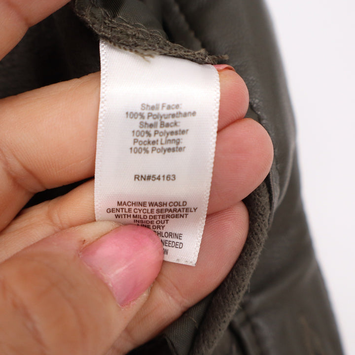 Marc New York Pants Womens 12 Faux Leather Olive Green Straight Leg Excellent