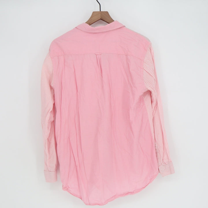 Beachlunchlounge Pink Striped Colorblock Button Down Shirt Womens Large