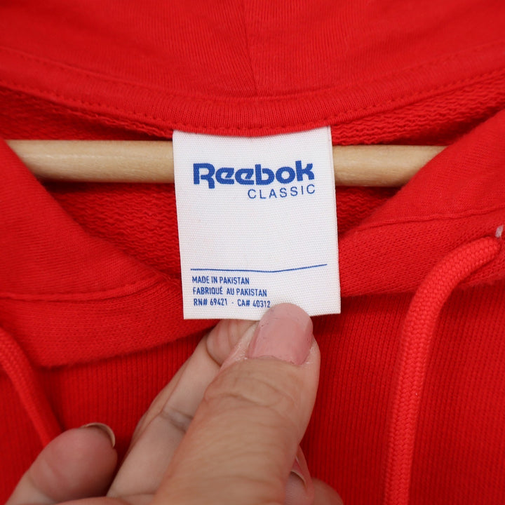 Reebok Classic Mens XL Red Pullover Hoodie Logo Sleeve Graphic Sweatshirt XL