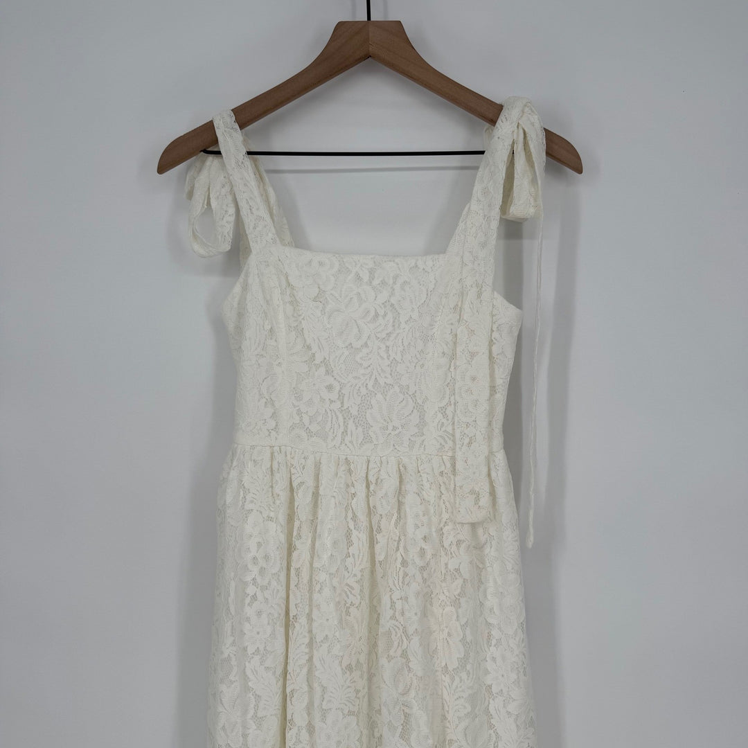 Lulus Radiant Romance White Lace Tie-Strap Maxi Dress Size XS
