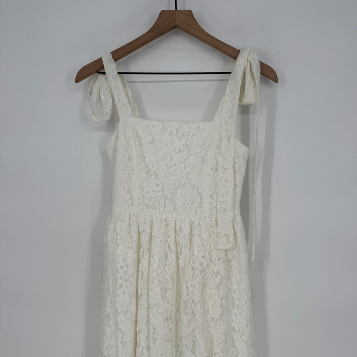 Lulus Radiant Romance White Lace Tie-Strap Maxi Dress Size XS
