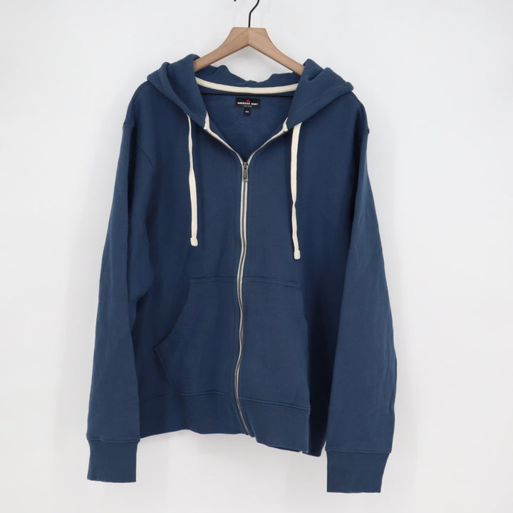 American Giant Hoodie Mens 2XL Blue Full Zip Fleece Cotton Logo Outdoor Casual