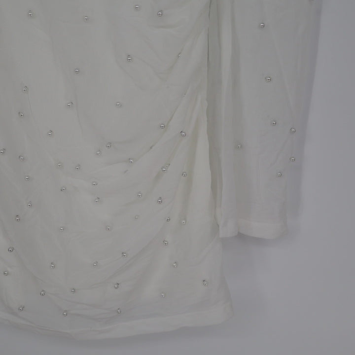 Lulus Admirably Divine Mini Dress Womens Small White Mesh Pearl Long Sleeve